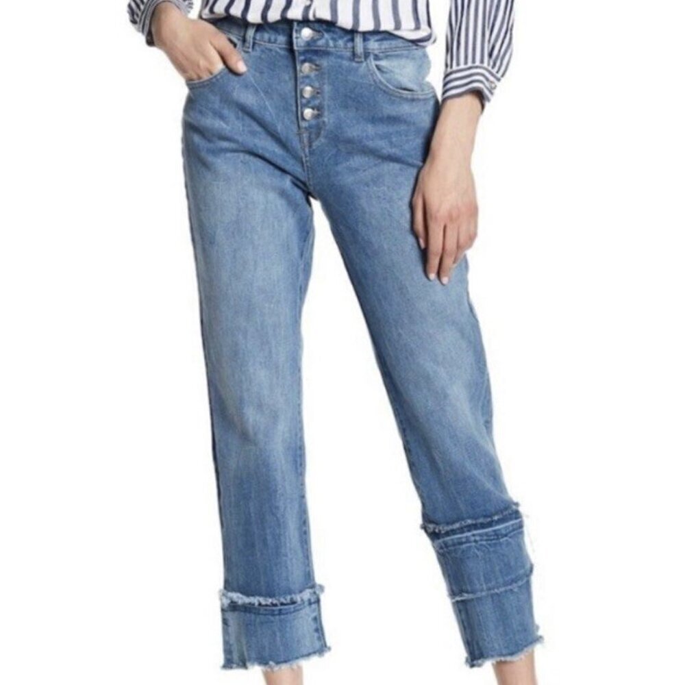 DL1961 PATTI Women's High Rise Straight Ankle Jeans Cool Blue Button Fly Size 28